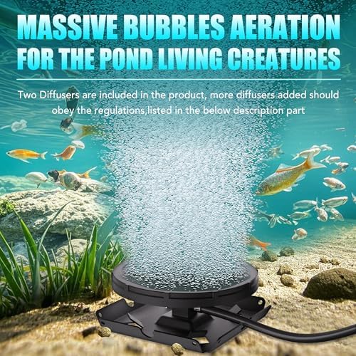PAS20 Pond & Lake Aeration System for Up to 3 Acre, 3/4 HP Compressor + Two 100' Weighted Tubing + 2 Diffusers
