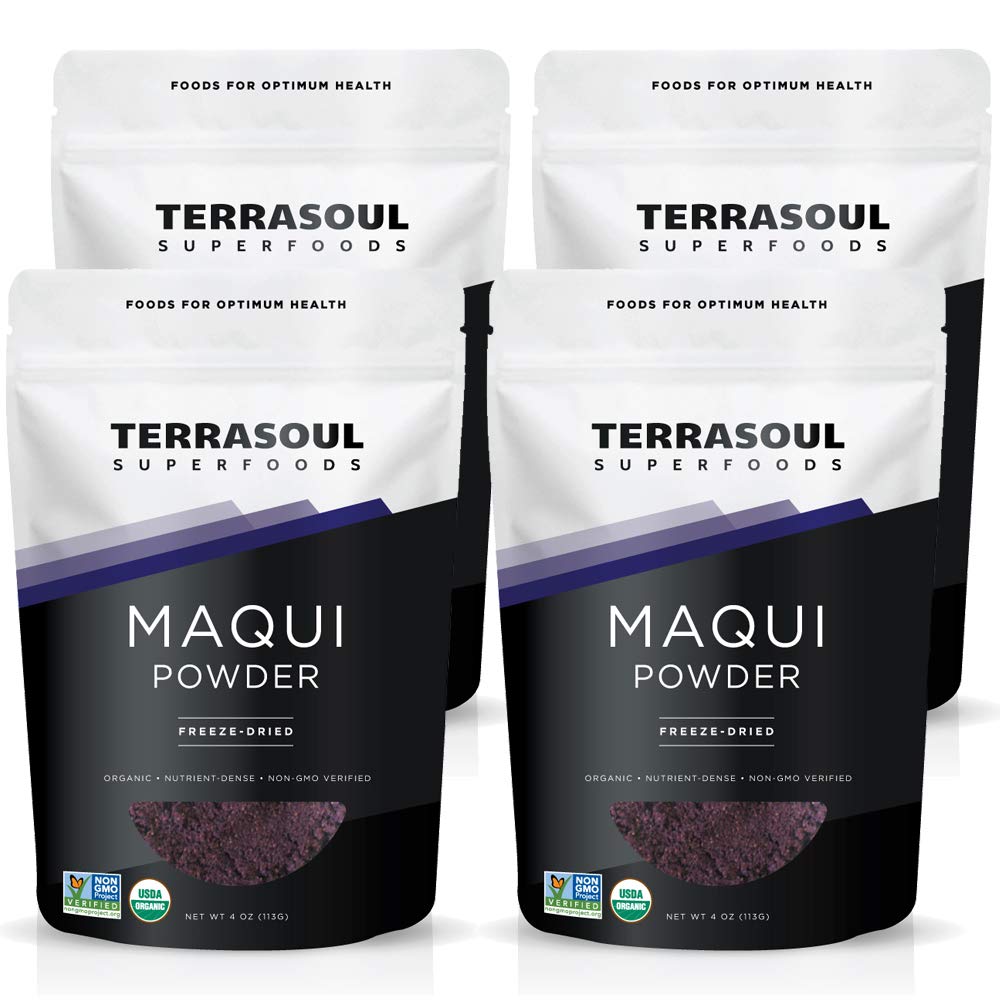 Terrasoul Superfoods Organic Maqui Berry Powder, 4 Oz, Freeze-Dried, Antioxidant-Rich Superfood for Smoothies, Desserts, and Immune Support