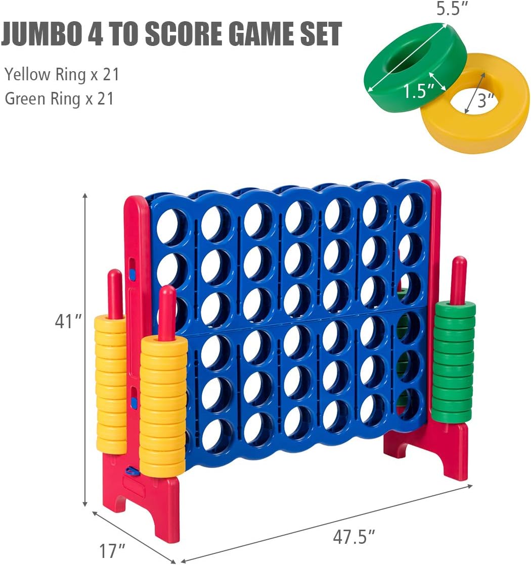 Costzon Giant 4-in-A-Row, Jumbo 4-to-Score Giant Game Set for Kids & Adults, Indoor Outdoor Yard Connect Game