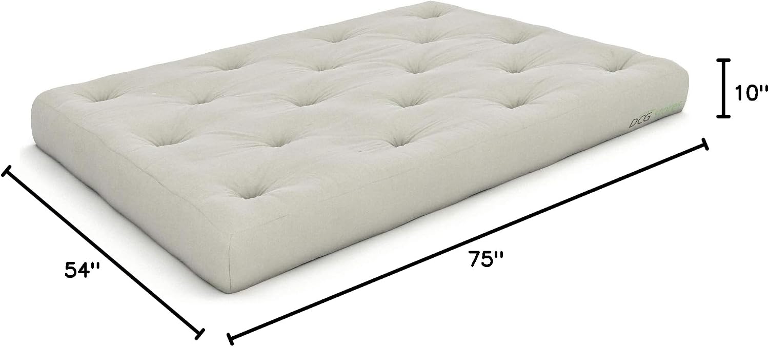 Nirvana Futons Extra Thick Premium 10-Inch Twin XL Futon Mattress, Khaki Twill - Made in USA