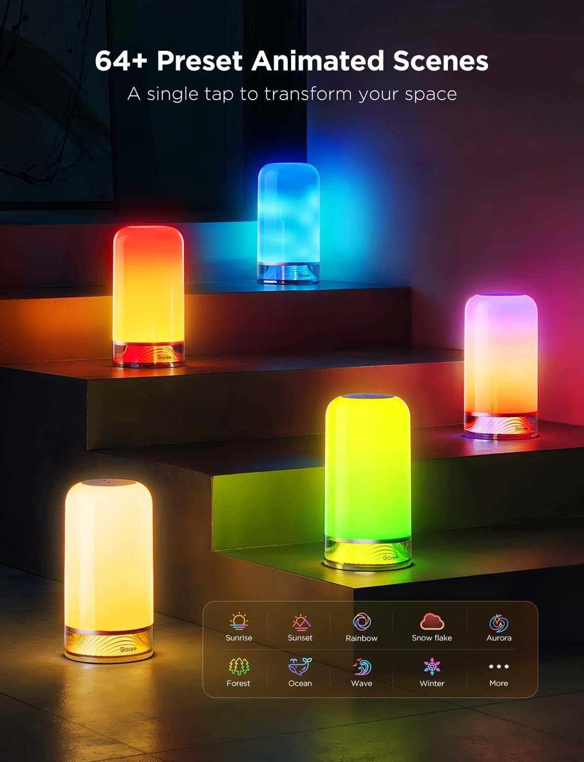Govee RGBIC Smart Table Lamp 2, Touch Bedside Small Table Lamp (Corded) | LED Desk Lamp Compatible with SmartThings, Matter, Alexa