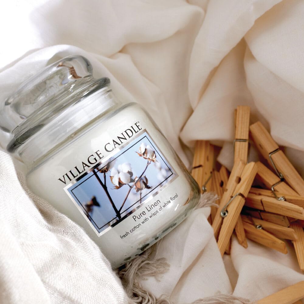 Village Candle Spiced Vanilla Apple, Large Glass Apothecary Jar Scented Candle, 21.25 oz, Ivory