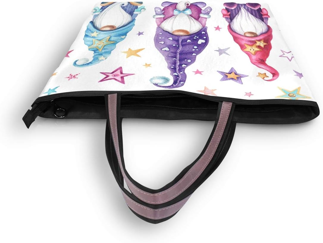 Watercolor Magic Gnomes Stars Handbags and Purse for Women Tote Bag Large Capacity Top Handle Shopper Shoulder Bag