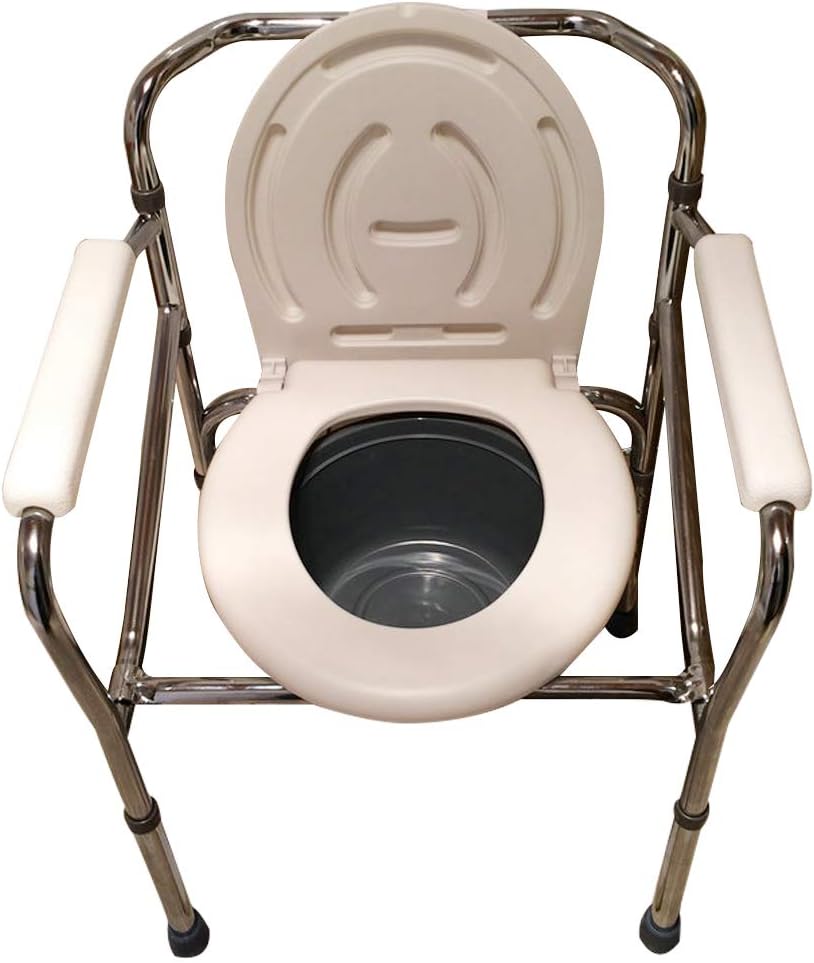 Height Adjustable Bariatric Toilet Seat Folding Bedside Commode Chair with Safety Steel Frame,Tool-Free Assembly,for Easy Transfer