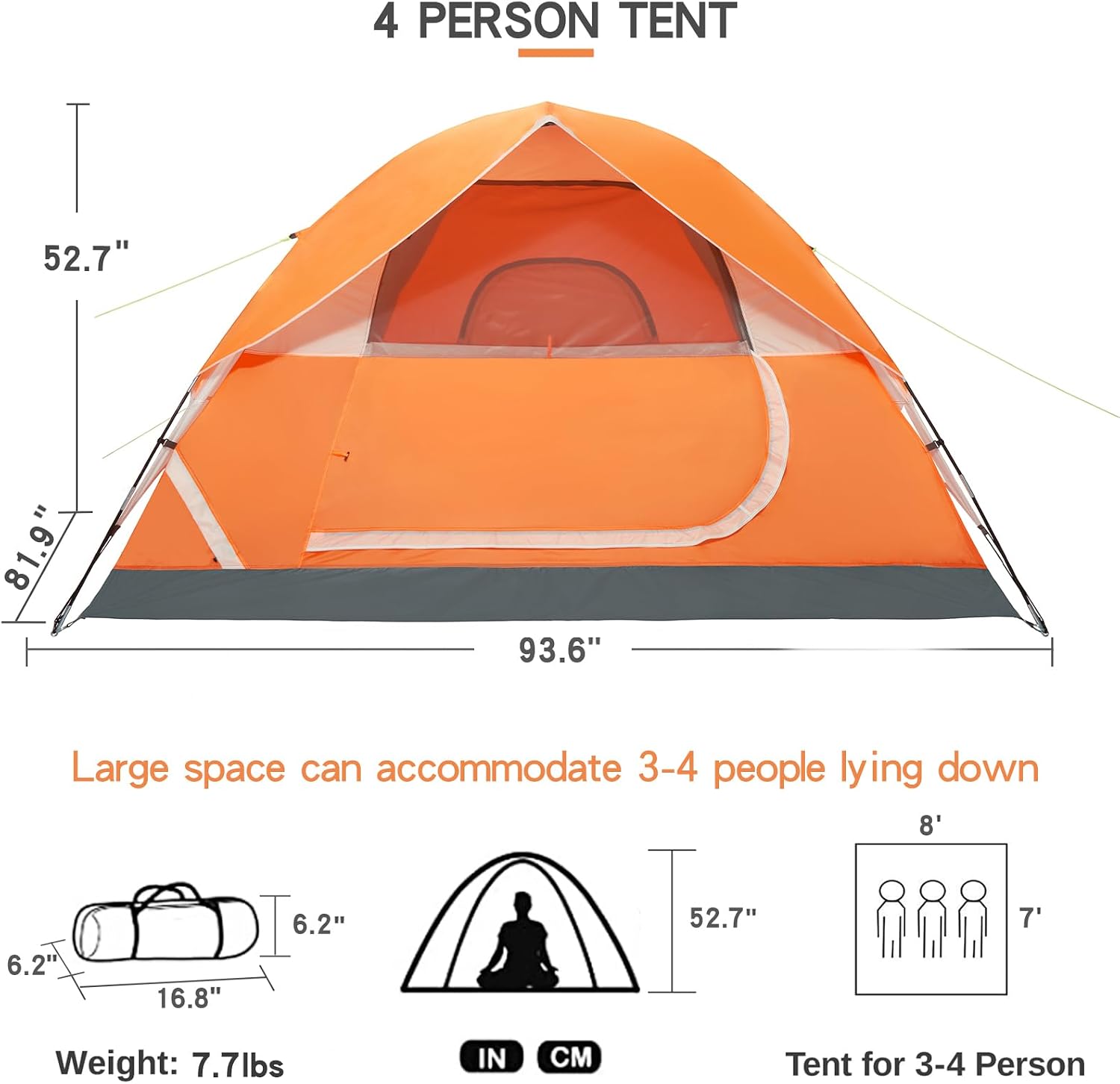 CAMEL CROWN Tents for Camping 2/3/4/5 Person Camping Dome Tent, Waterproof,Spacious, Lightweight Portable Backpacking Tent for Outdoor Camping/Hiking
