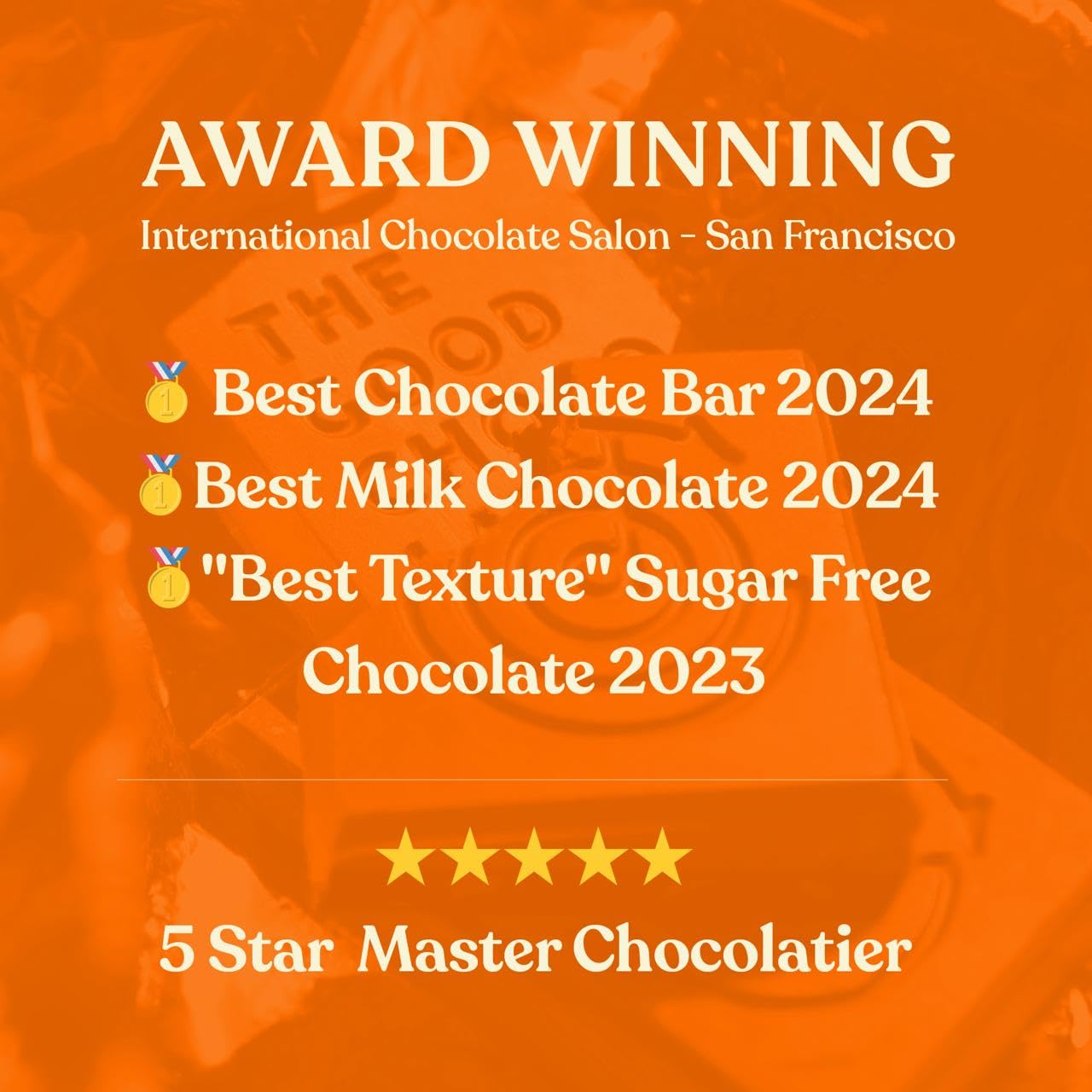 THE GOOD CHOCOLATE – Dark Chocolate Bars with Zero Sugar & Lower Net Carbs – Keto Chocolate Bar with Lower Calories, All Natural and Non-GMO Keto Snacks, 2.5 oz (6 Bars Value Pack)