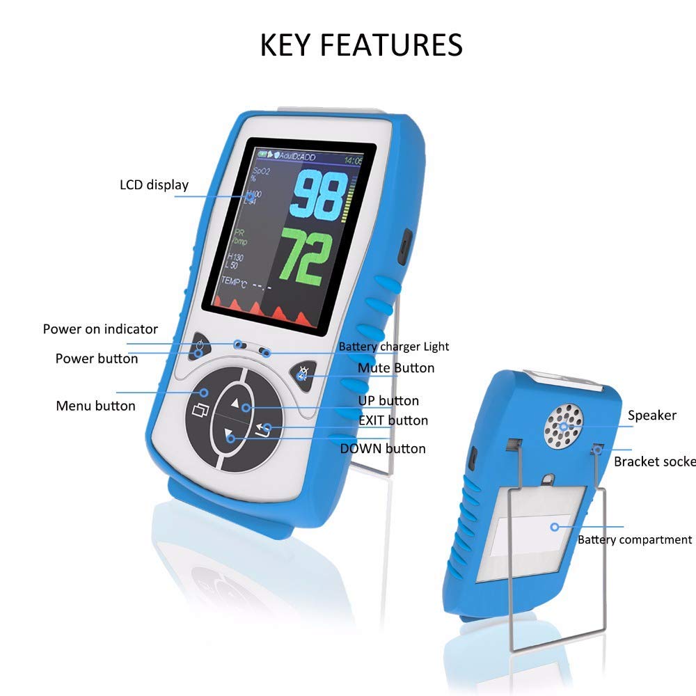 Plus Oximeter Veterinary Handheld Pulse Oximeter for SPO2, Heart Rate, Rectal Temperture, Include Rechargeable Battery (30-Day Guarantee)
