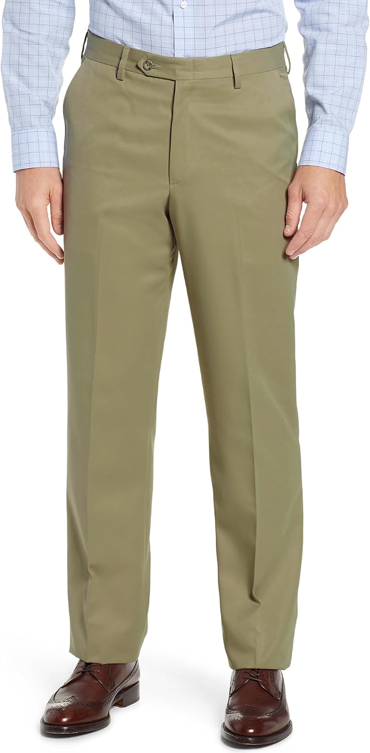 Men's Cozy Hidden Expandable Waist Dress Pants | Premium Stretch Texture Weave Work to Weekend Pants