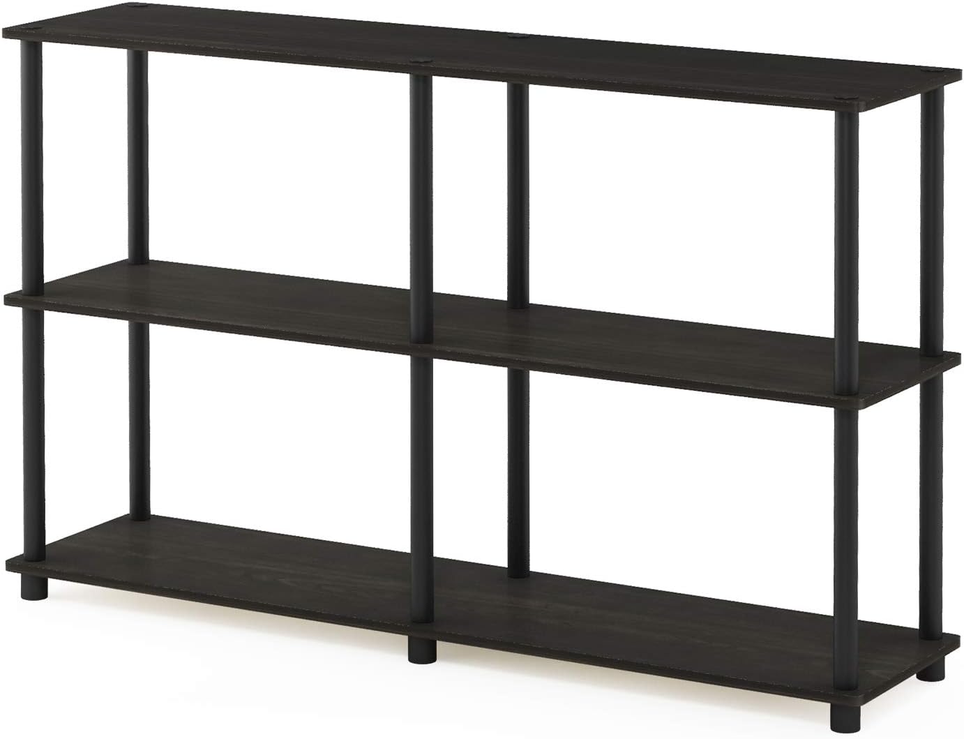 Furinno TURN-N-TUBE Storage Shelves, 3-Tier 47.4 Wide Book Shelf, Corner Shelf, Toolless Open Shelves, for Organization and Storage, Living Room, Garage, Home Office, Black