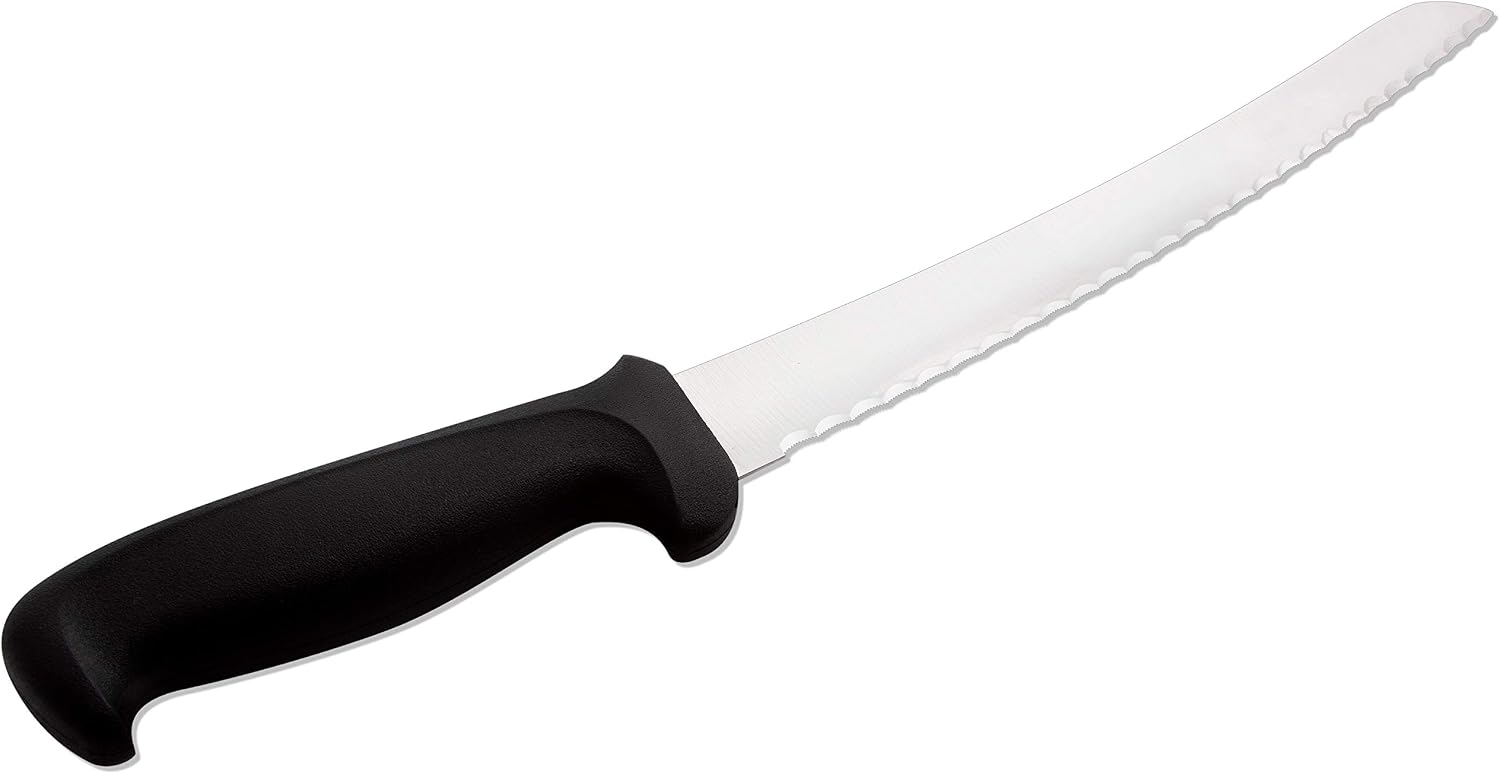 Mundial 10-Inch Curved Micro-Serrated Bread Knife, High-Carbon Stainless Steel Blade, Ergonomic Black Handle for Perfect Slicing