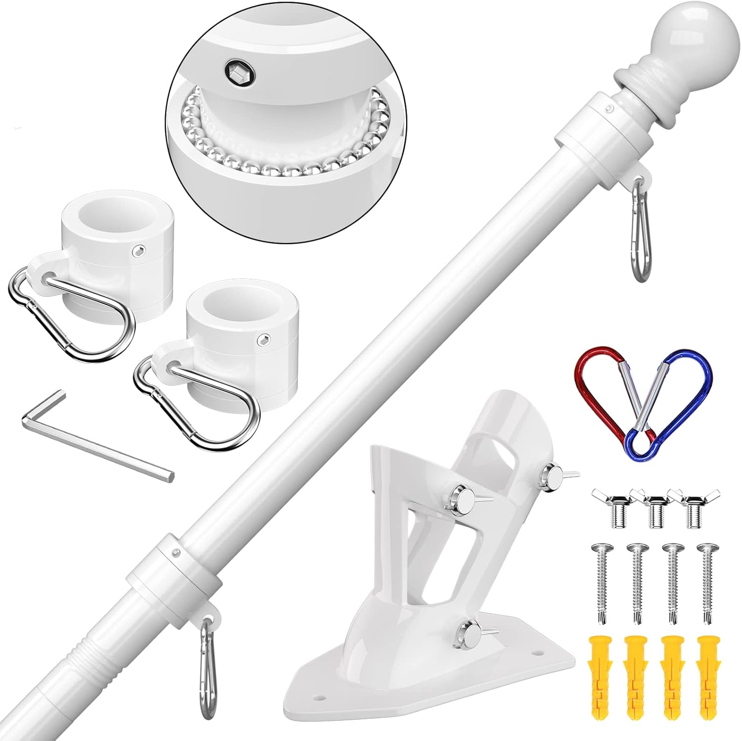 ZMTECH Flag Pole - Upgraded Bracket, 6 FT Stainless Steel Flag Poles for Outside House, Residential or Commerical