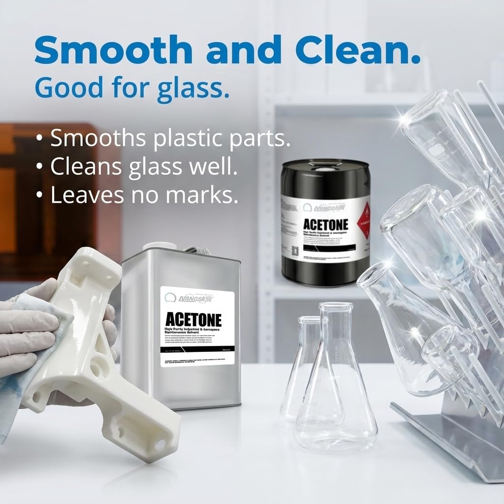 Nanoskin Acetone 1 Gallon – Industrial & Aerospace Grade Solvent Cleaner, Fast-Evaporating Degreaser for Metal, Glass & Composite Surface Prep