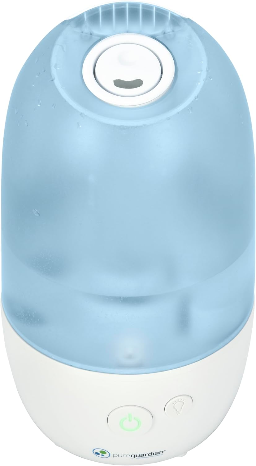 PureGuardian Ultrasonic Cool Mist Humidifier with Aromatherapy Tray, 70-Hour Run Time, 1-Gallon Tank Capacity, 320 Sq. Ft. Coverage for Small Rooms