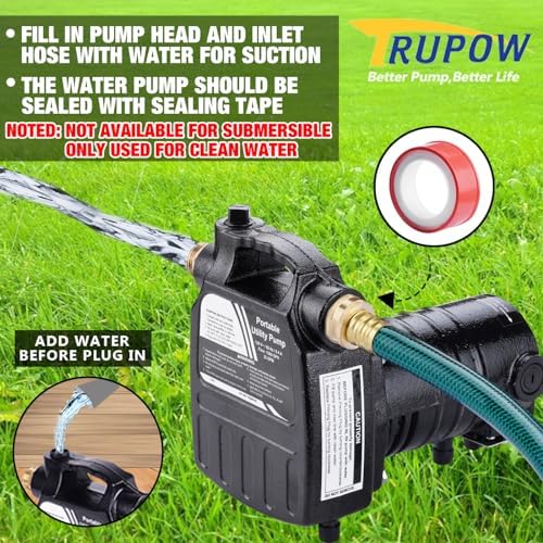 Water Transfer Pump, 115V 1/10HP 330GPH Electric Utility Water Pump with 6ft Water Hose Kit, Portable Small Water Pump For Pool Draining, Removing Water From Rain Barrel, Aquariums, etc.