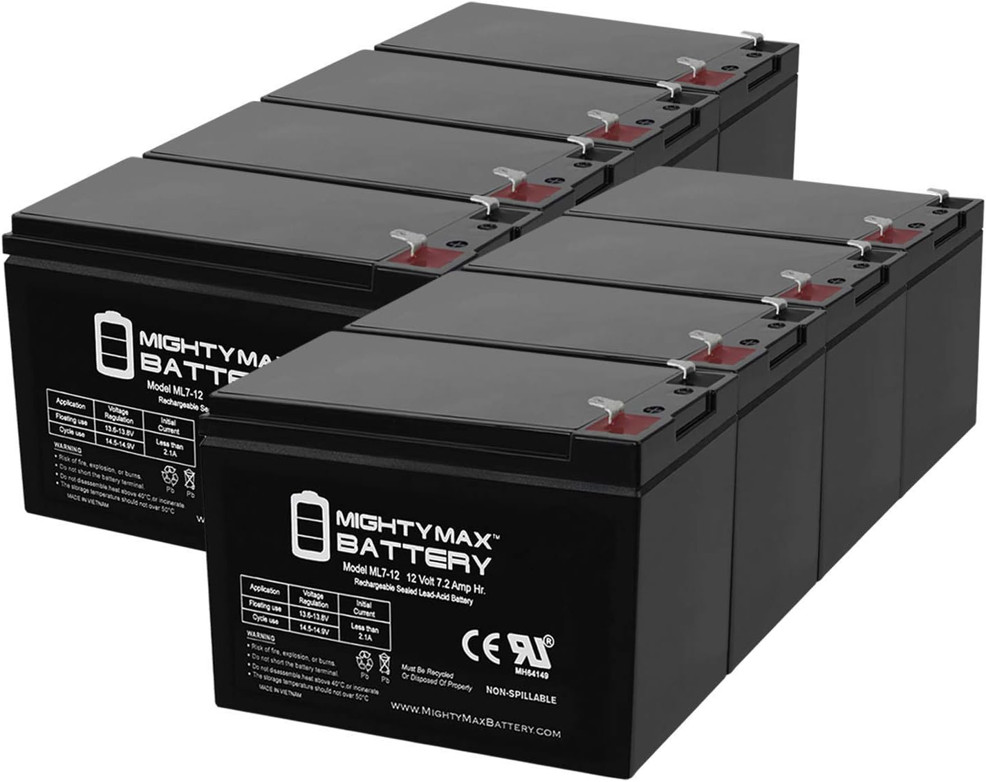 Mighty Max Battery ML7-12, 12 Volt 7.2 AH SLA F1 Terminal Battery, Brand Product, Black (Pack of 1)