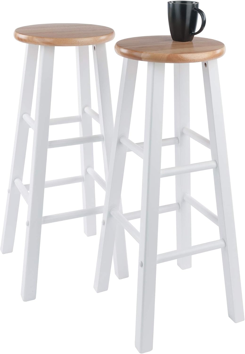 Winsome Element Counter Stools, Natural & White, 24", 2 Piece Set