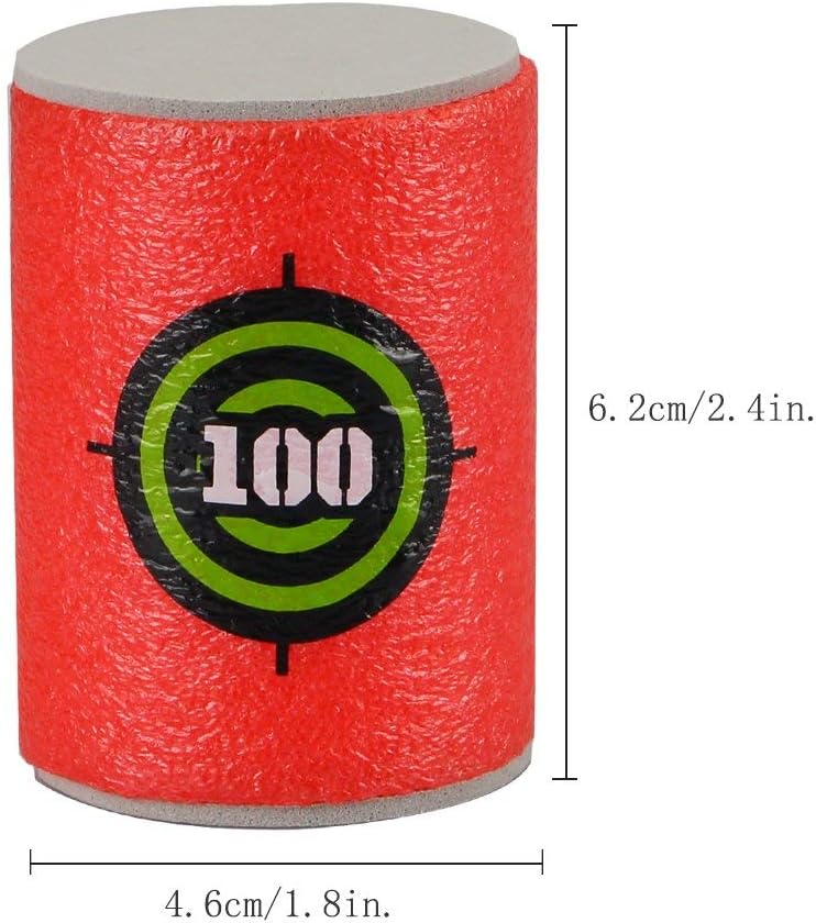 Dreampark Bullet Darts Target for Nerf: 24pcs Soft EVA Nerf Targets | Targets for N-Strike Elite Series Blasters - Red Foam Can Target for Kids Boys
