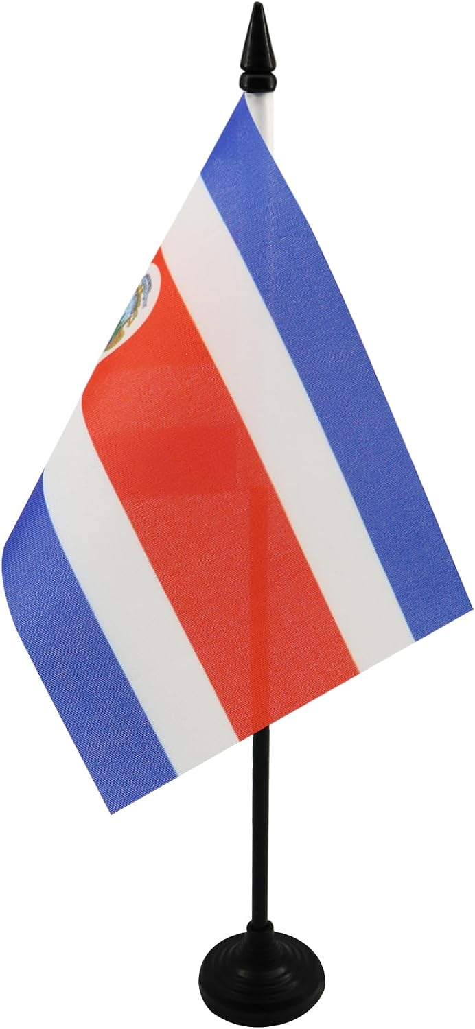 AZ FLAG Nicaragua Table Flag 4x6 in 100D Polyester Plastic Base | Indoor use Nicaraguan 15x10 cm desk flag stitched finish with reinforced edges with plastic pole
