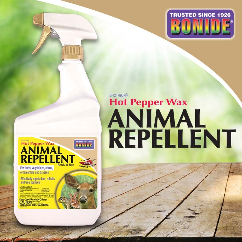 Bonide Hot Pepper Wax Animal Repellent, 32 oz Ready-to-Use Spray for Deer, Squirrels, Rabbits in Lawn & Garden | Repel Deer, Squirrels