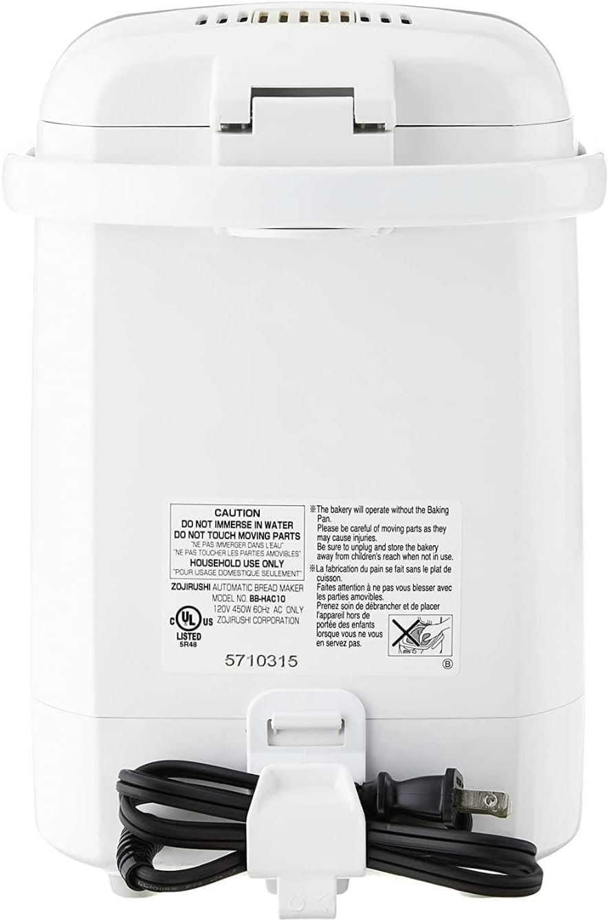 Zojirushi Bb HAC10 Home Bakery Mini Breadmaker, 1 Lb (White) | Bakes 1-Lb Loaves, 13-Hour Delay Timer, Quick-Bake under 2 Hrs