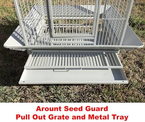 X-Large Castle Play Perch Stand Top Parrot Sturdy Wrought Iron Cage 32" W x 23" L x 66" H for Large Size Macaws Cockatoos African Grey Amazon