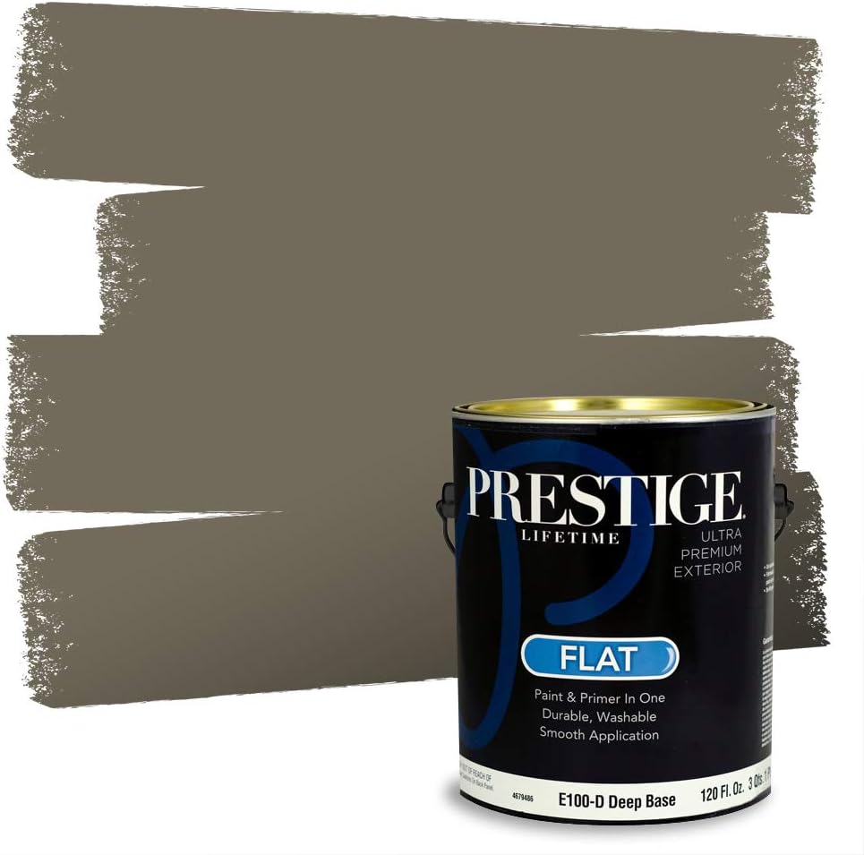 PRESTIGE Paints Exterior Paint and Primer In One, 1-Gallon, Satin, Comparable Match of Sherwin Williams* Ripe Olive*