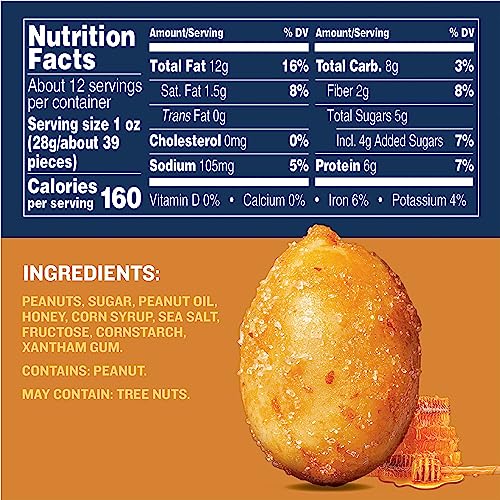 PLANTERS Salted Peanuts, Plant Based Protein Snacks, 12 Oz (1 Ct) | Roasted Salted Nuts. Resealable Canister. Snacks for Adults. Party Mix, Party Snacks