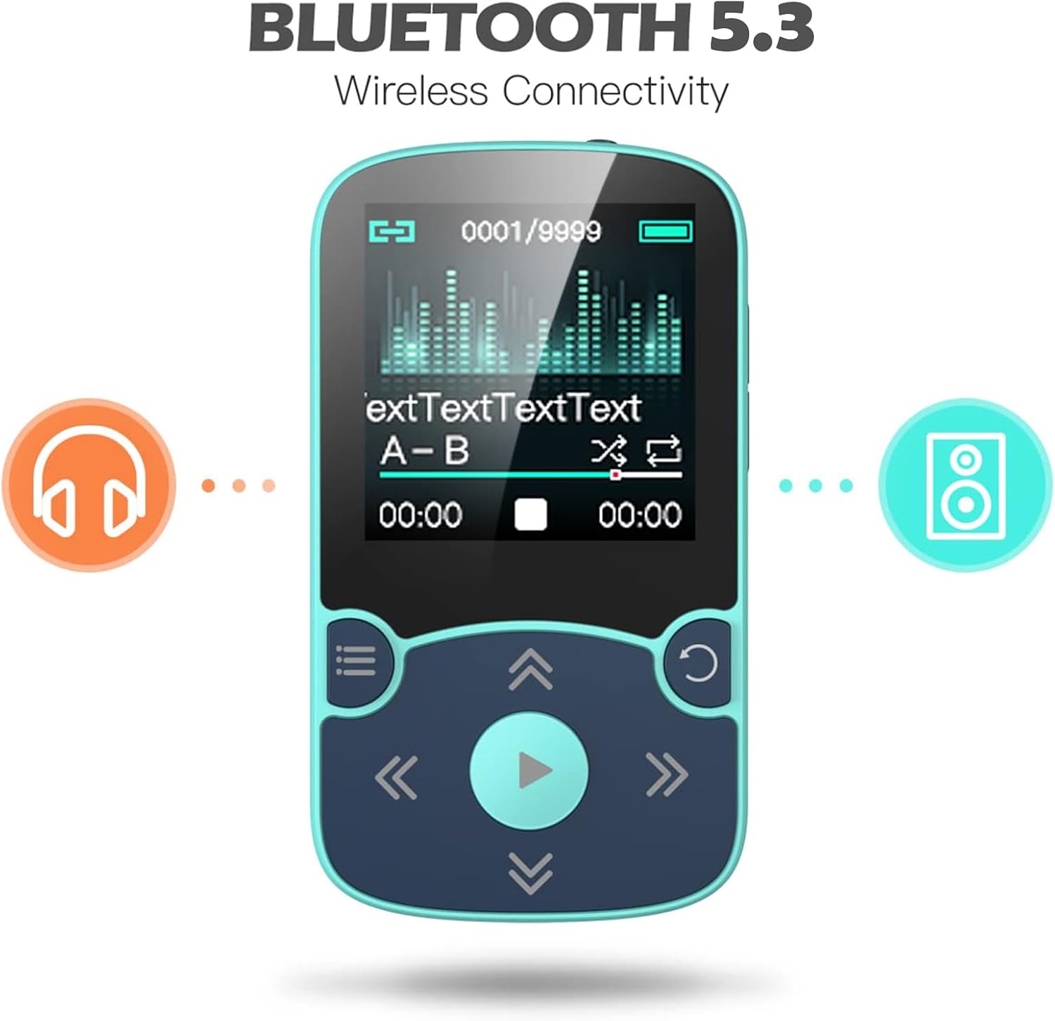 AGPTEK 64GB MP3 Player with Clip, A65 Bluetooth 5.3 Music Player for Sports | with FM Radio, Voice Recorder for Running, Supports up to 128GB TF Card, Orange