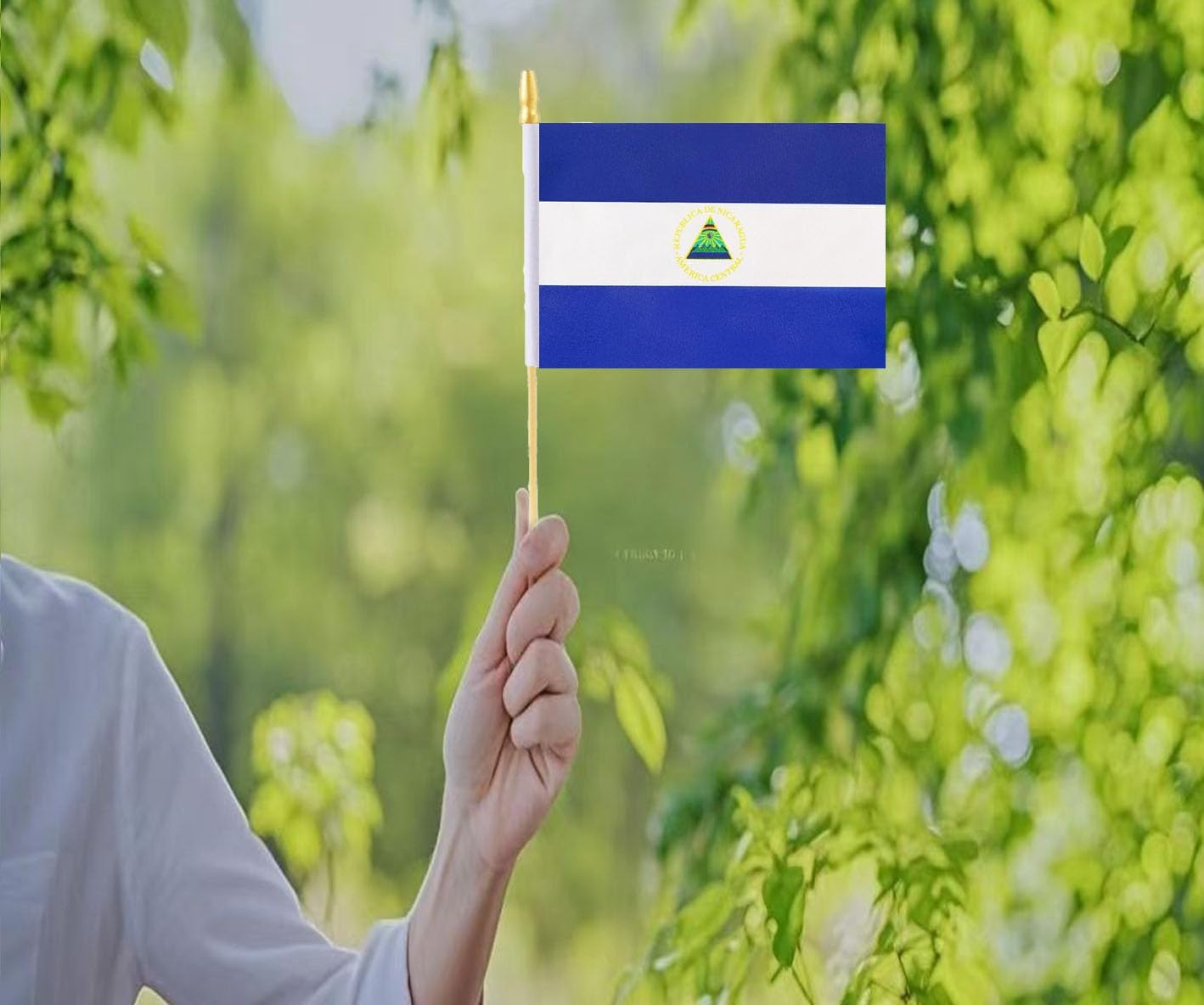 10 Pack Nicaragua Flags -NI Handheld Flag- 5x8 in, Nicaraguans Mini Flag. Suitable For Party Decorations, Store Displays