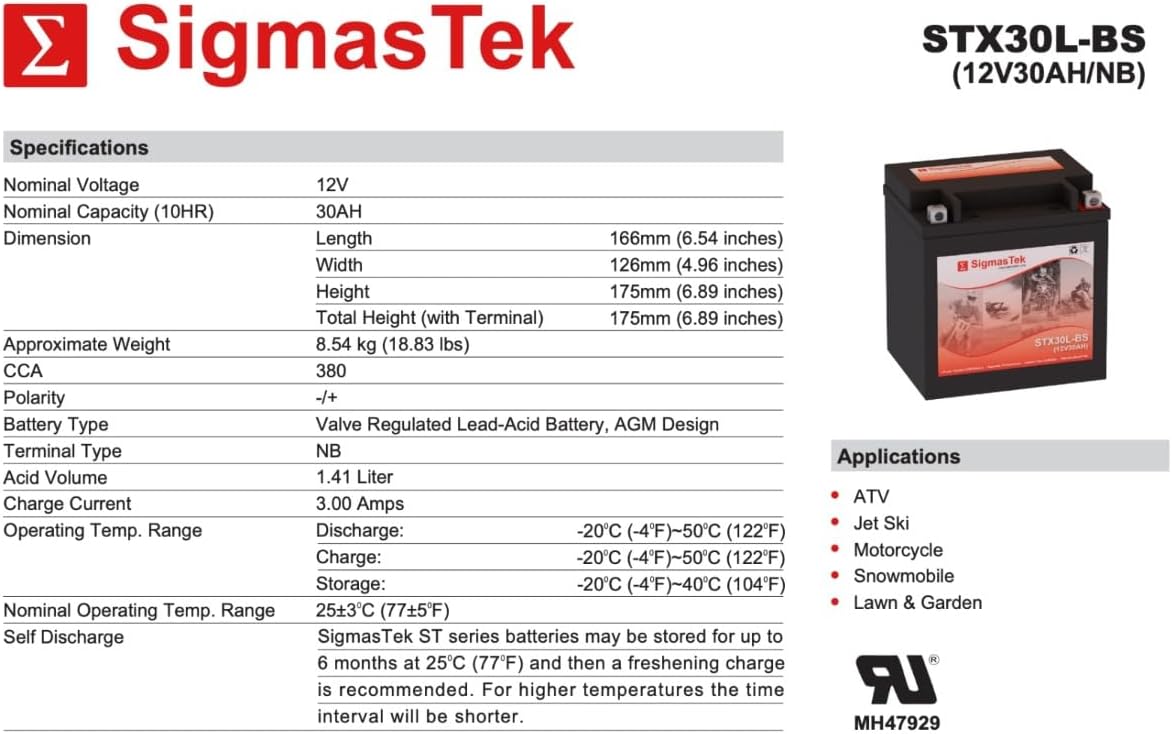 Deka ETX30L Motorcycle Battery (Replacement)