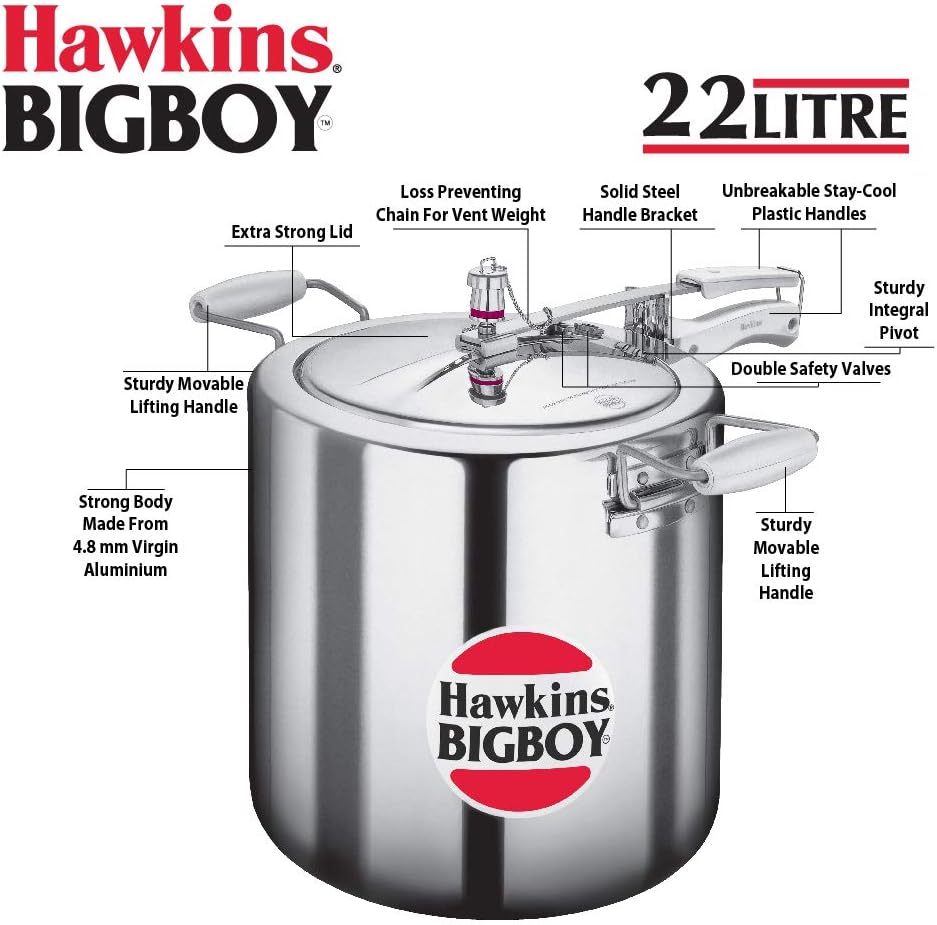 Hawkins Bigboy Aluminum Pressure Cooker, 14 Litres