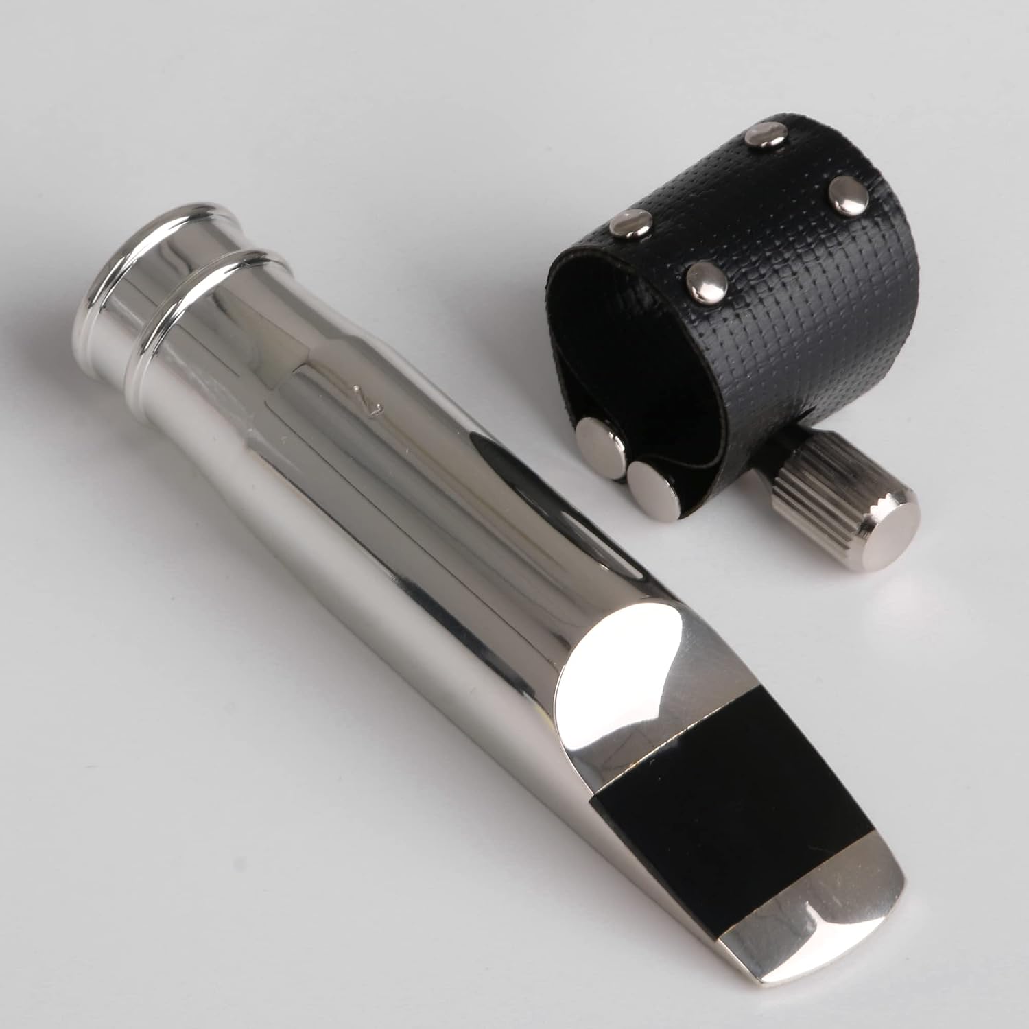 Yibuy Silver Jazz E-flat Alto Saxophone Mouthpiece 7# PU and Leather Cap 90 x 36 mm