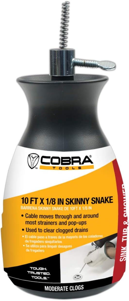 COBRA PRODUCTS CO 00710 Skinny Snake Drain Cleaner, Black