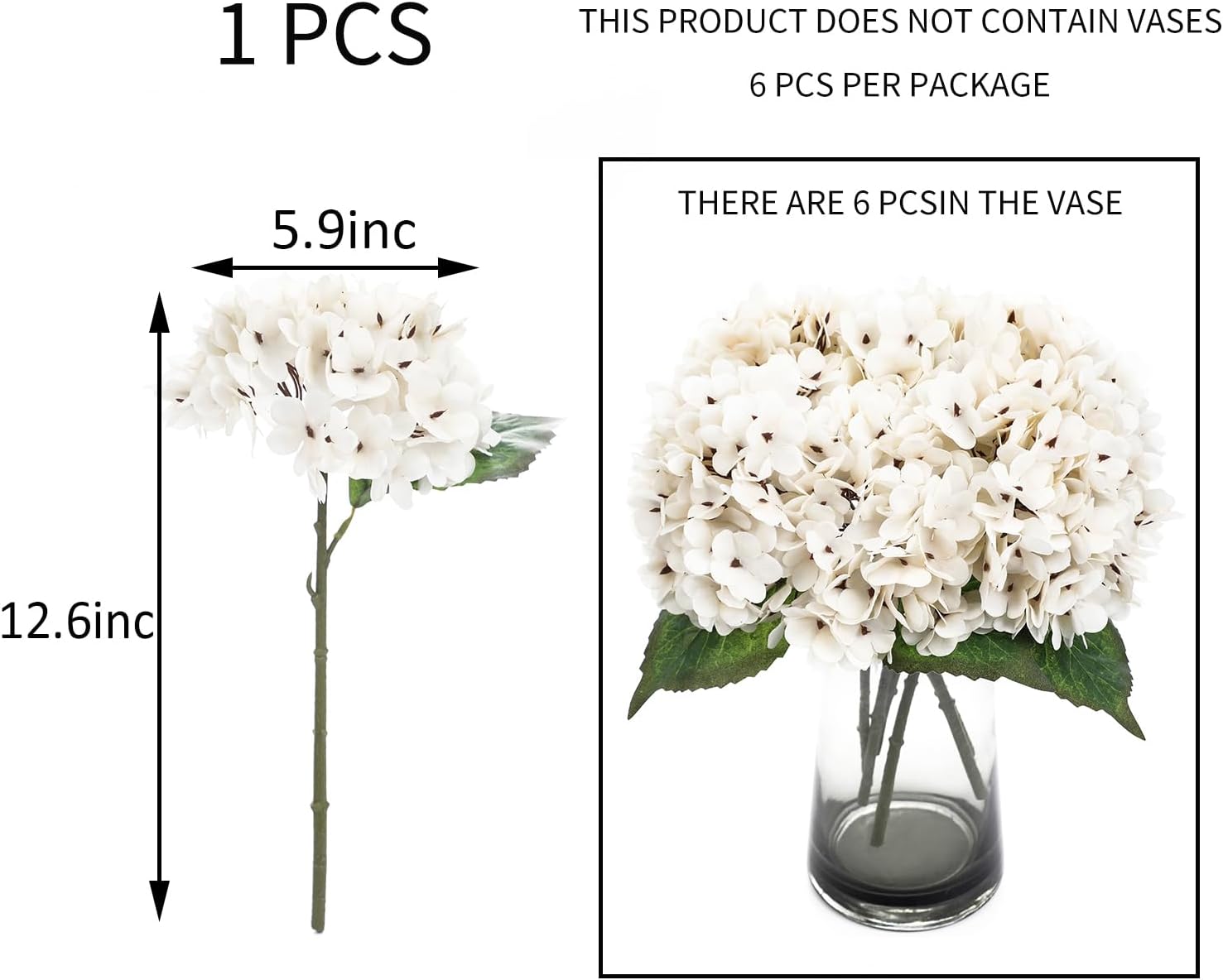 Kimura's Cabin 6pcs Silk Hydrangeas Artificial Flowers,Deep Lake Blue