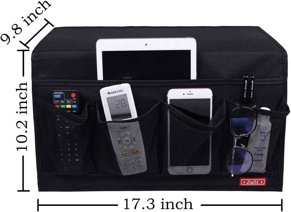 Zafit Bedside Storage Organizer, Table Cabinet Bedside Organizer Caddy for Remotes Phone Glasses (Classic 4 Pockets-Grey)