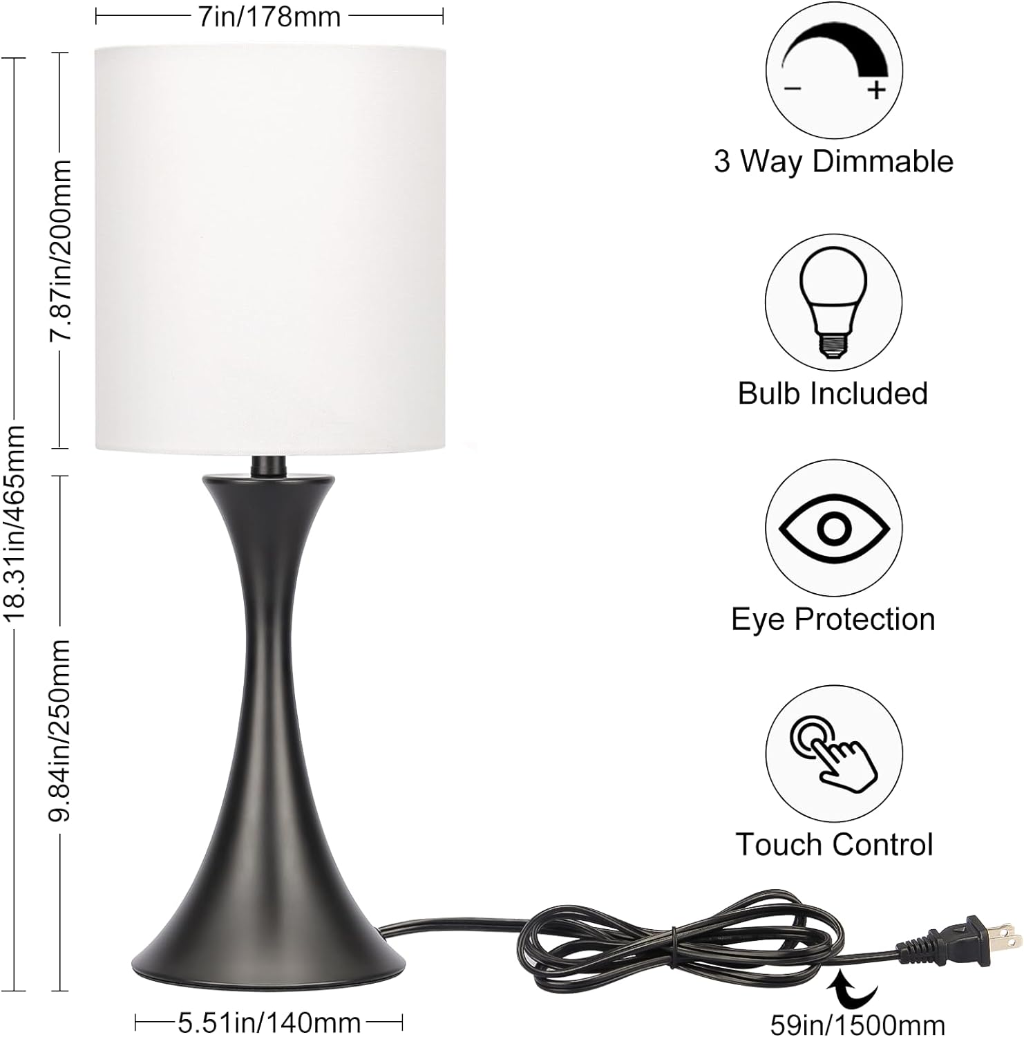 3 Way Touch Control Table Lamp