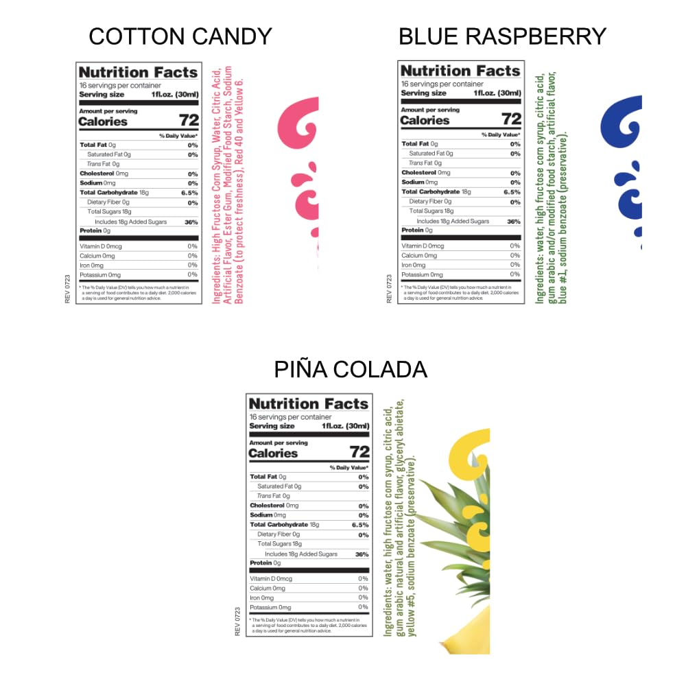Time For Treats 3-Pack Tropical Punch, Watermelon, Lime Syrup 16.9 Fluid Ounce Per Bottle for Snow Cones, Homemade Sodas, Cocktails, Coffee, Baking and More