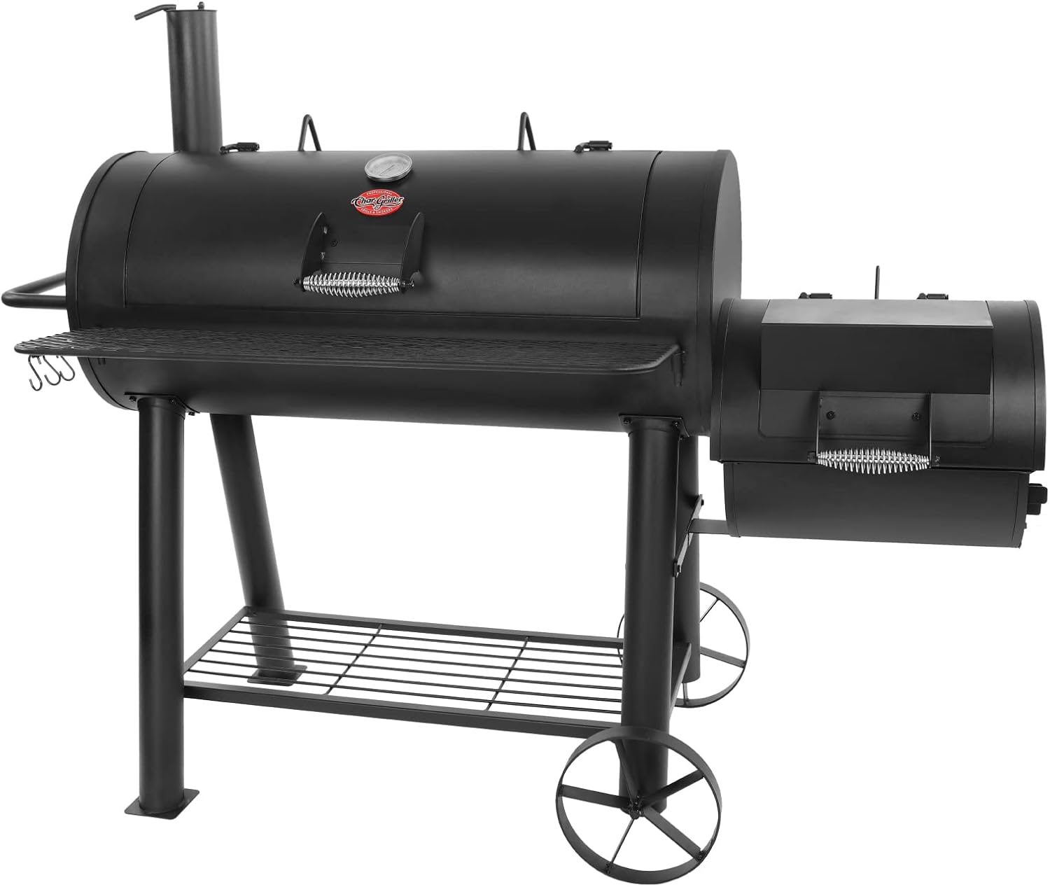 Char-Griller® Competition Pro® Barrel Grill and Offset Smoker, Includes Side Fire Box for Texas-Style Offset Smoking, Metal Cooking Grates, 1