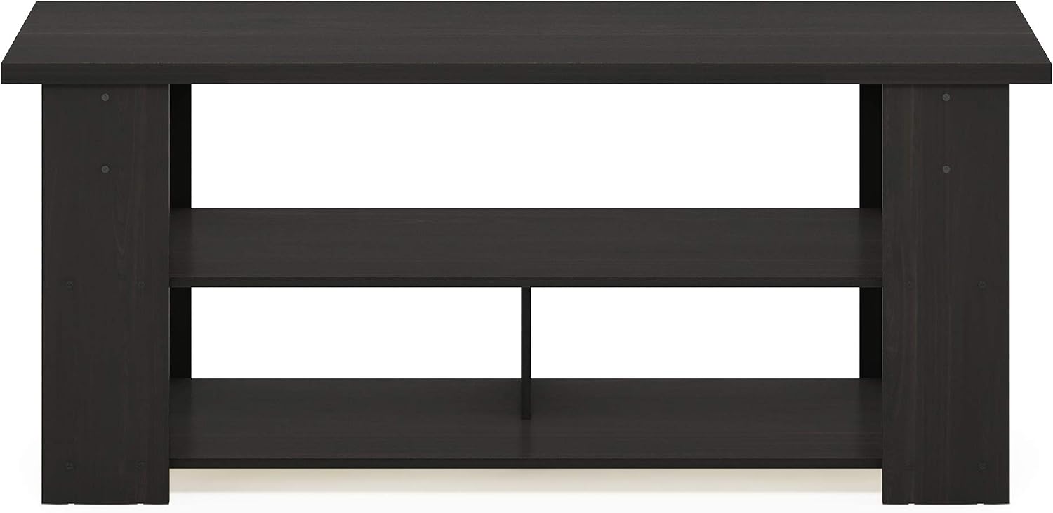 Furinno Nelly TV Stand, 3-Tier Entertainment Center with Open Shelves Storage, TV Console for TV up to 55 Inch, Soft Edges, for Living Room, Bedroom, Black