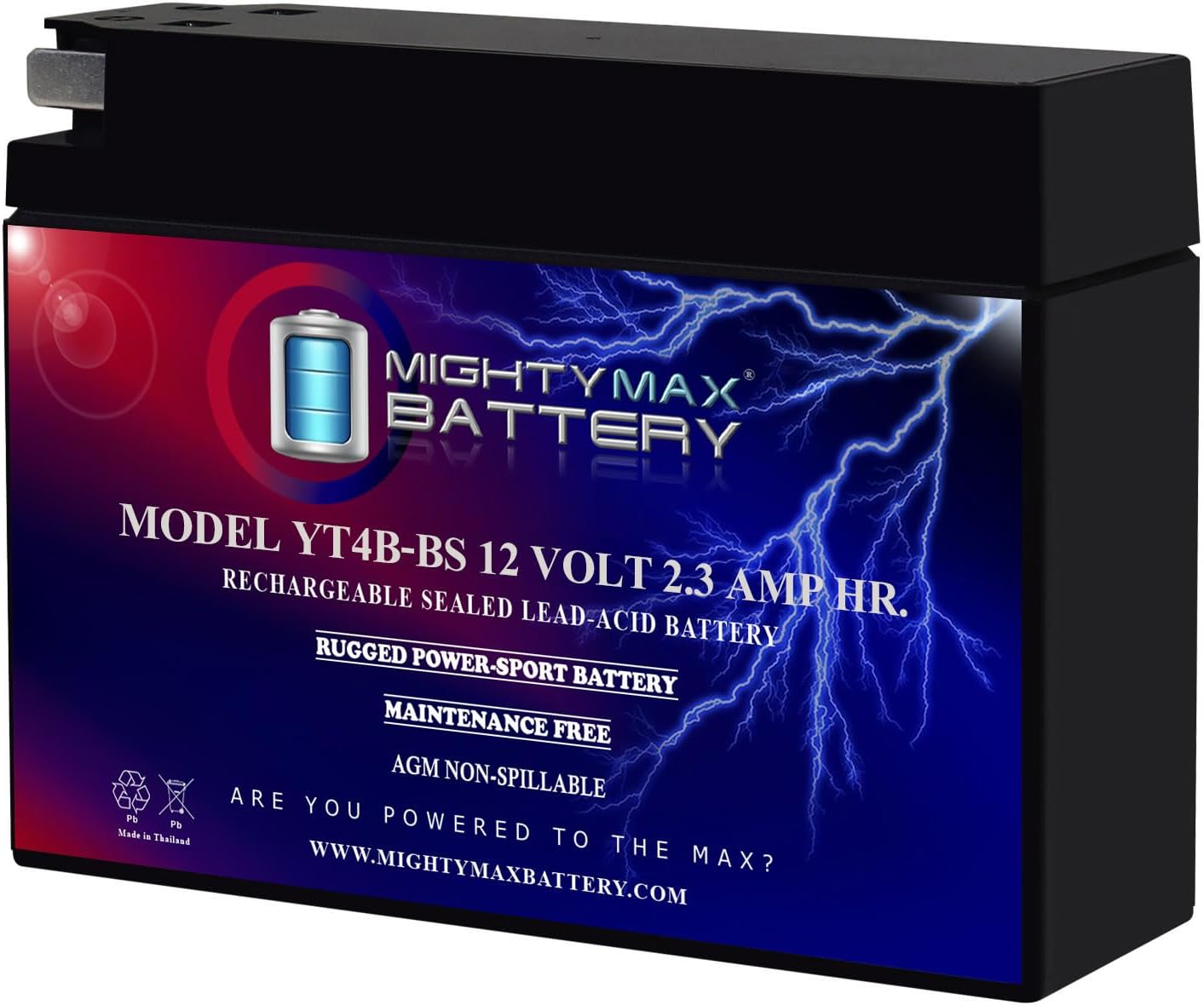 Mighty Max Battery YTZ12S -12 Volt 11 AH, 210 CCA, Rechargeable Maintenance Free SLA AGM Motorcycle Battery