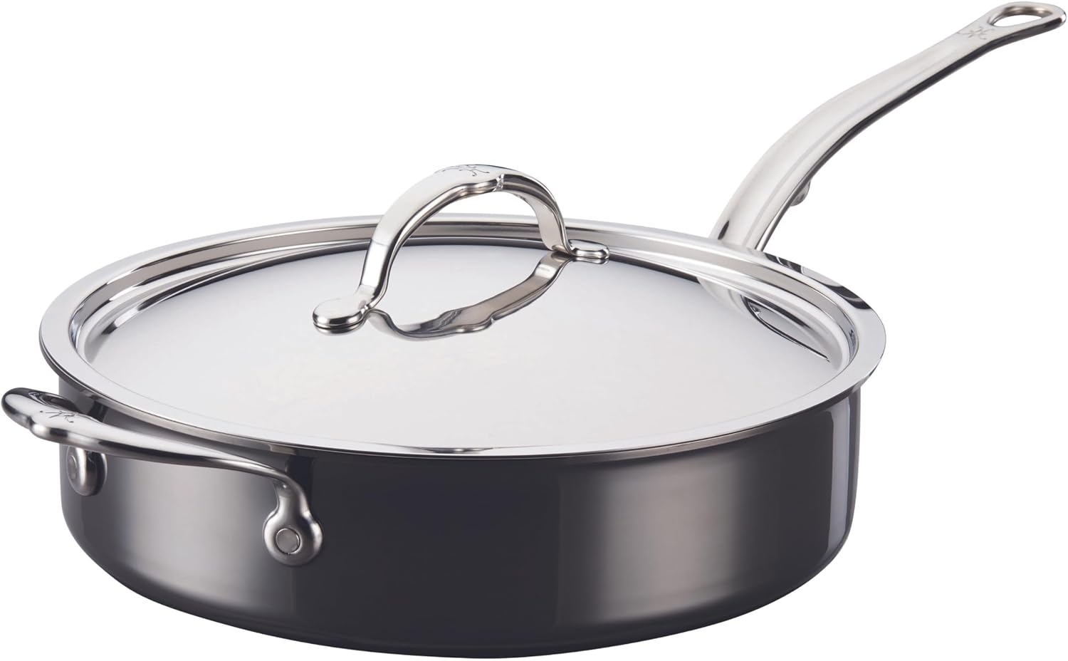 Hestan NanoBond Molecular Titanium Saute Pan with Lid, 3.5-Quart - PFAS-Free Stainless Steel, 4x Stronger, 1050°F Safe, Induction Compatible