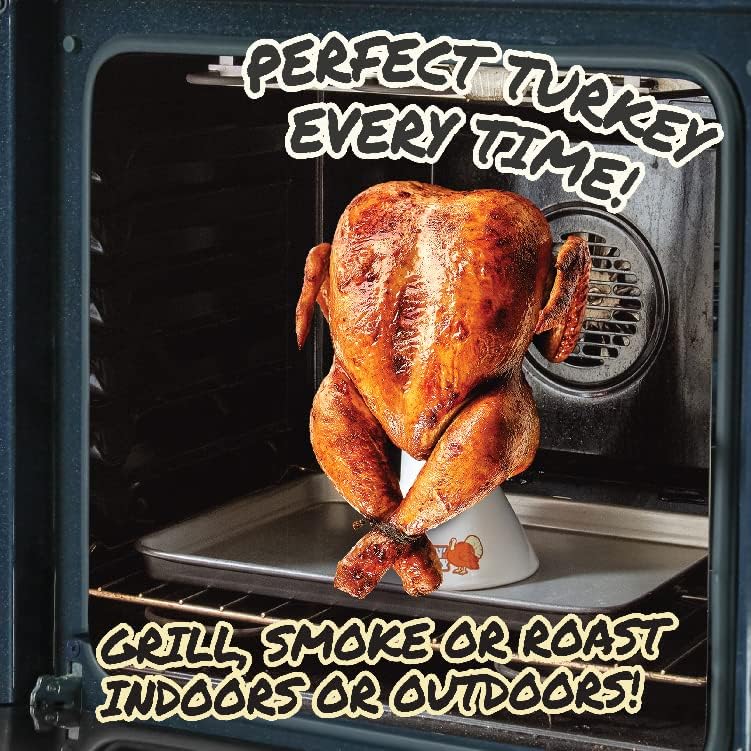 COOK'S CHOICE Sittin' Chicken Reusable Ceramic Beer Can Roaster & Steamer | Vertical Chicken Roaster Stand for Grill, Oven & Smoker - Flavor Infuser for Marinades, Beer & Sauces - Summer BBQ Essential