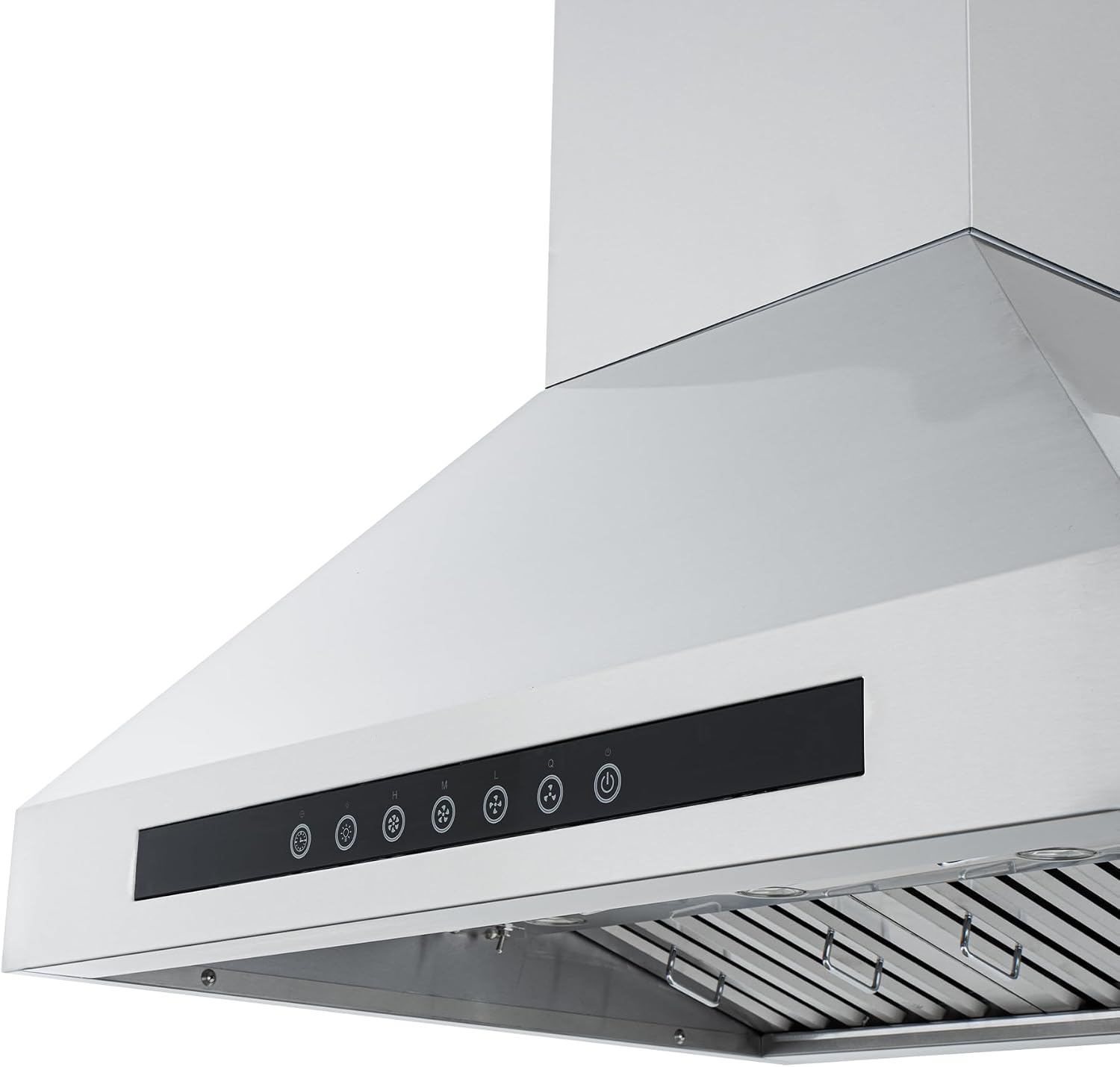 PROLINE 36-Inch Professional Island Range Hood, Ducted, 1200 CFM, Stainless Steel, LED Lights, LCD Touch Control, ULTRA-QUIET Blower Motor, 4 Speed
