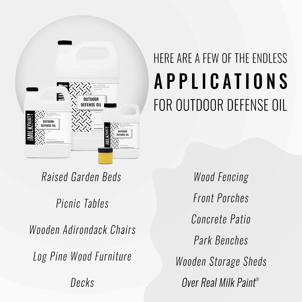 Real Milk Paint, Wood Finish for Outdoor Furniture Gallon Outdoor Defense Oil, Sealer, Protector with Tung Oil for Finishing Fence, Deck, Cedar Garden Bed