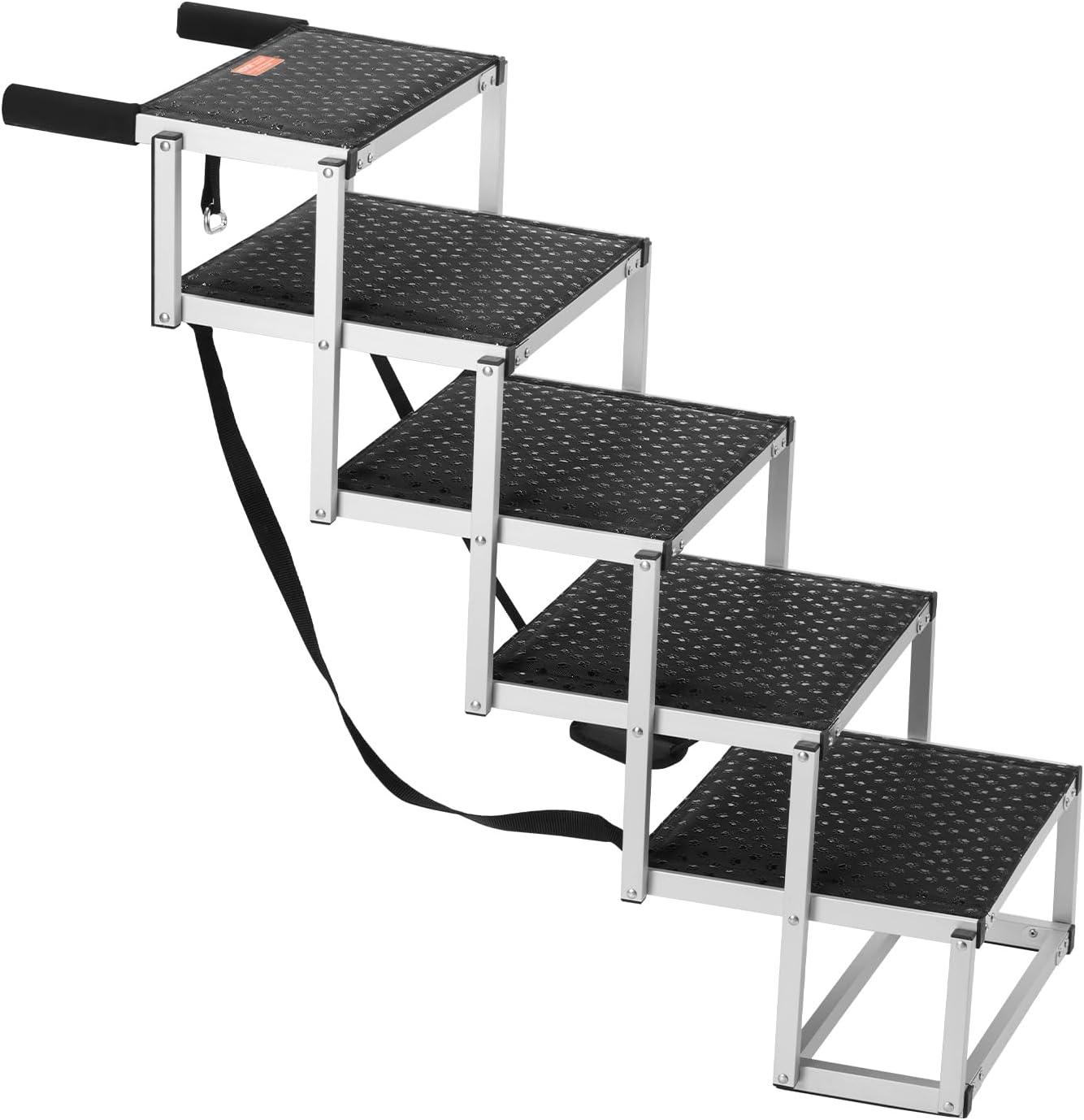 VEVOR 4-Step Dog Car Steps, Folding Dog Ramp with Nonslip Surface, Portable Pet Steps in Aluminum for Car, SUV and Truck, Supports up to 250 lbs