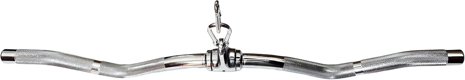 Revolving Lat Pulldown Bar for Cable Machine, Straight Bar with Rubber Grip - Tricep Press Down, Curl & Back Exercise Attachment for Home Gym