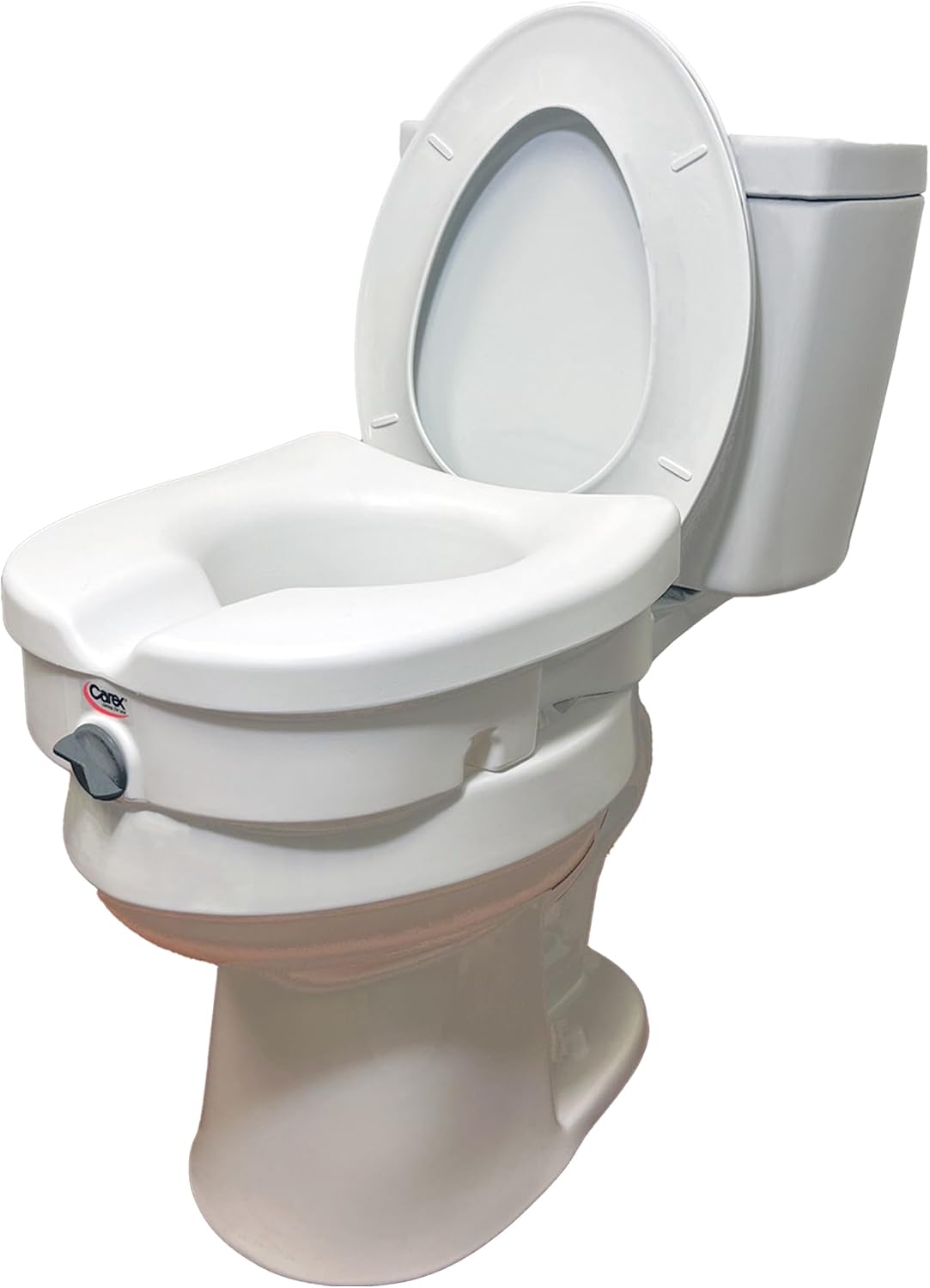 Carex Health Brands Carex E-Z Lock Raised Toilet Seat, Adds 5 Inches to Toilet Height, Elderly and Handicap Toilet Seat with Handles