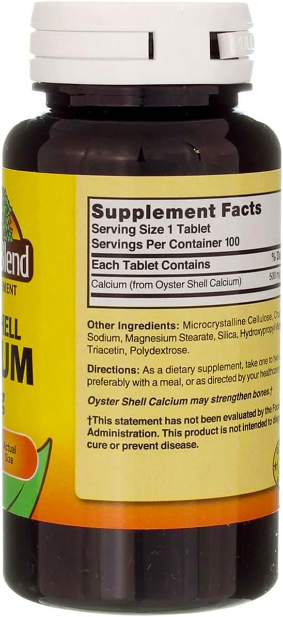 Nature's Blend Oyster Shell Calcium 500 mg 100 Tabs (1683)