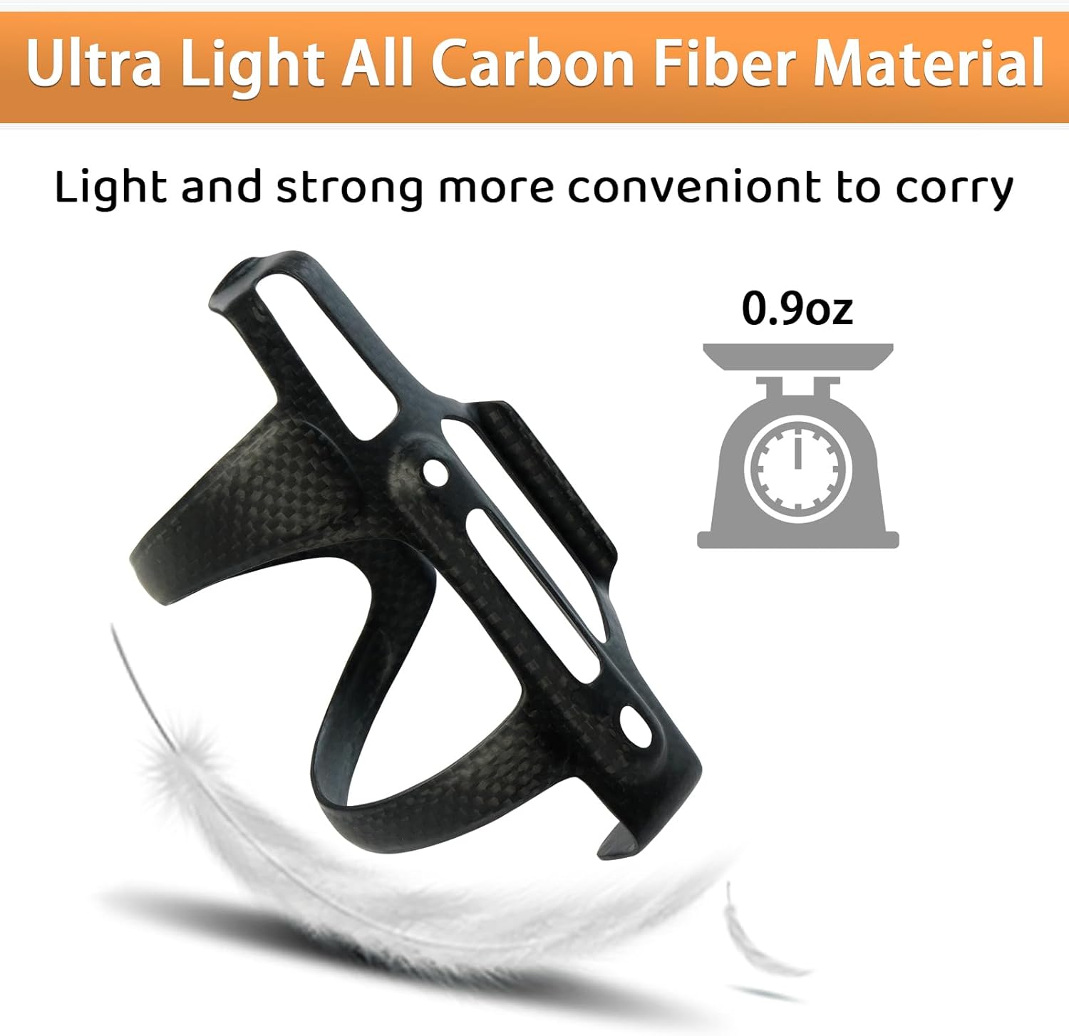 BRKURLEG Ultra-Light Carbon Fiber Water Bottle Cage with Screws Tool | Bike Water Bottle Cage Holder Brackets for Road Bike MTB Mountain Cycling Black Matte, Right Opening
