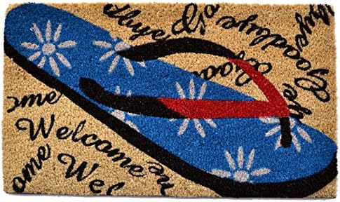 Welcome Goodbye Flip Flop Vinyl Backed Coir Doormat, 30 by 18 by 1/2-Inch